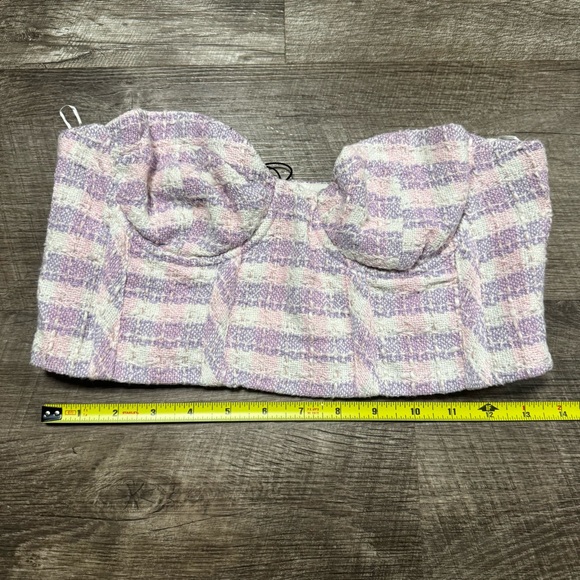 Zara Pink & Purple Tweed CropTop Size Medium - Picture 2 of 6